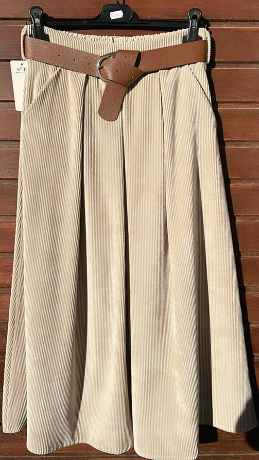 Falda micropana beige