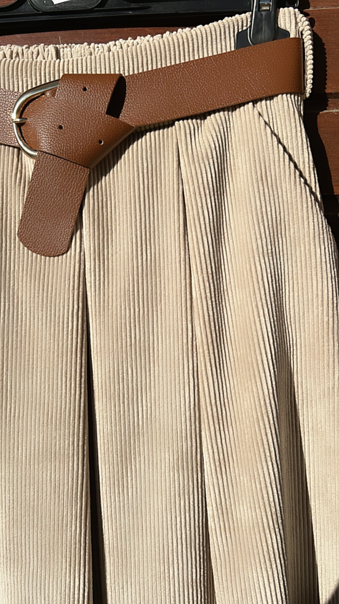 Falda micropana beige