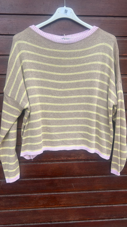 Jersey camel rayas amarillas