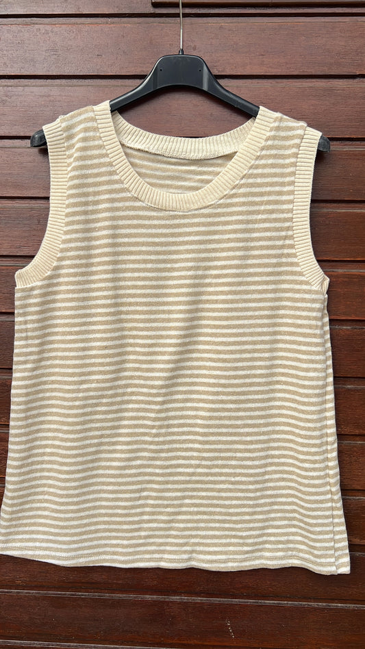 Top mil rallas beige