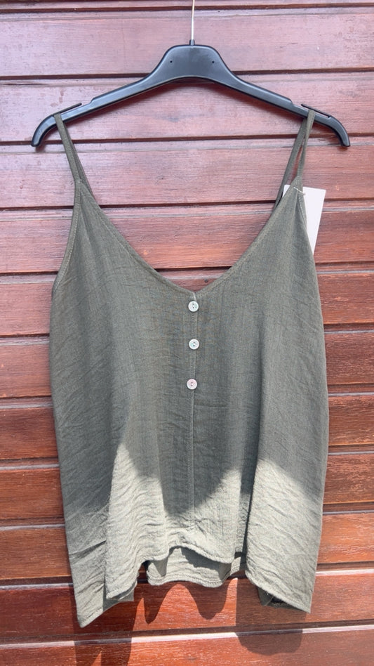 Top botones caki