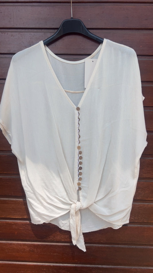 Blusa beige botones