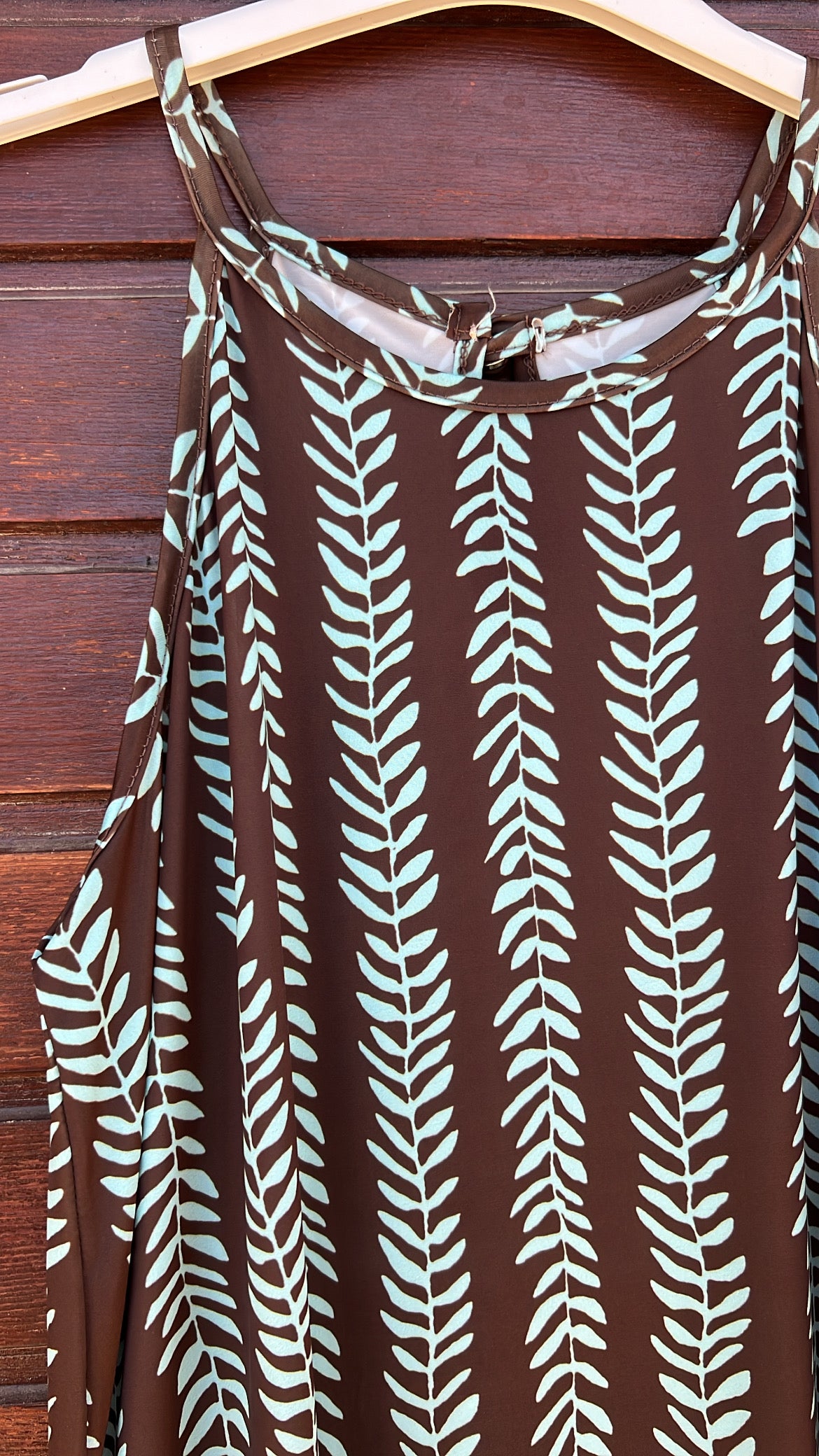 Vestido licra hojas turquesa