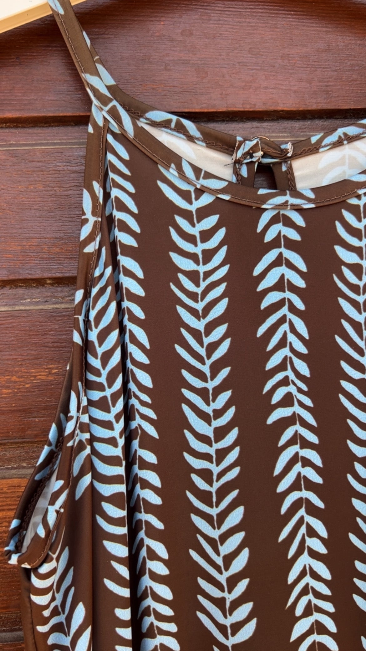 Vestido licra hojas azules